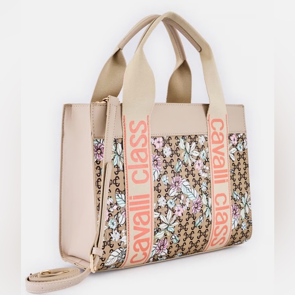 Cavalli Class BNIP Serafina Large Floral Cream Top Handle/Crossbody Bag - Picture 8 of 10